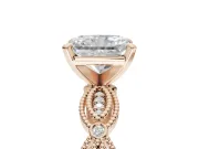 Radiant Cut Vintage Milgrain Engagement Ring Setting | Graduated Stations | Rose Gold