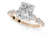 Radiant Cut Graduated Side Stone Engagement Ring Setting | Individually Seated | Rose Gold