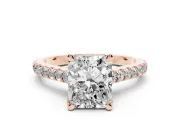 Radiant Cut Hidden Halo Pave Engagement Ring Setting | Claw Prongs | Rose Gold