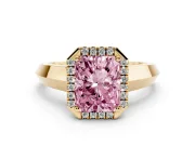 Radiant Cut Knife-Edge Halo Engagement Ring Setting for a Fancy Pink Lab-Grown Diamond | Yellow Gold