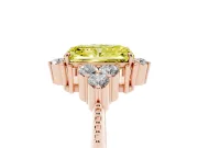 Fancy Yellow Radiant Cut Diamond Cluster Ring Set in Rose gold with Beaded Band