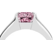 Princess Cut Half Bezel Solitaire Engagement Ring Setting for a Fancy Pink Lab-Grown Diamond | Wide Band | Platinum