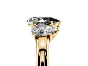 Pear-Shaped Three Stone Engagement Ring Setting for a Black Center | Plain Band | Yellow Gold