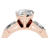 Heart-Shaped Three Stone Engagement Ring Setting | Tapered Baguettes | Rose Gold