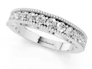 Round Diamond Pavé Chevron Band Set in Silver with Milgrain Edges