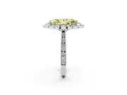 Fancy Yellow Marquise Cut Diamond Halo Milgrain Pavé Ring Set in Silver with Prong Setting