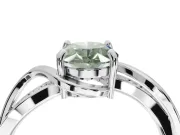 Oval Bypass Solitaire Engagement Ring Setting for a Fancy Green Lab-Grown Diamond | Pavé and Plain Strands | Platinum
