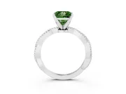 Fancy Green Princess Cut Diamond Solitaire Ring Set in Platinum with Twisted Band and Bead Prong Setting