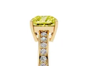 Cushion Cut Pave Solitaire Engagement Ring Setting for a Fancy Yellow Lab-Grown Diamond | Accented Basket | Yellow Gold