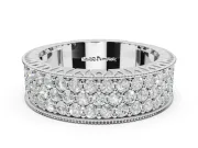 Round Lab-Grown Diamond Wide Pavé Wedding Band | Milgrain Edges | Platinum