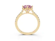 Round Floral Engagement Ring Setting for a Fancy Pink Lab-Grown Diamond | Pavé Band | Yellow Gold