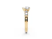 Heart-Shaped Five Stone Engagement Ring Setting | Prong-Set Side Stones | Yellow Gold