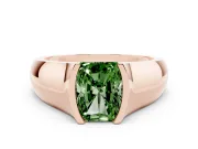 Radiant Cut Half Bezel Solitaire Engagement Ring Setting for a Fancy Green Lab-Grown Diamond | Wide Band | Rose Gold