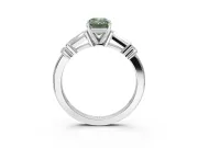 Emerald Cut Tapered Baguette Engagement Ring Setting for a Fancy Green Lab-Grown Diamond | Platinum