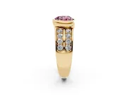 Heart-Shaped Half Bezel Engagement Ring Setting for a Fancy Pink Lab-Grown Diamond | Channel Band | Yellow Gold