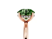Round Micro-Prong Hidden Halo Engagement Ring Setting for a Fancy Green Lab-Grown Diamond | Plain Band | Rose Gold