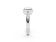 Asscher Cut Diamond Halo Engagement Ring Set in Silver with Plain Split Shank and Prong Setting