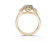 Heart-Shaped Three Stone Engagement Ring Setting for a Fancy Green Lab-Grown Diamond | Tapered Band | Yellow Gold