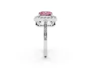 Radiant Cut Halo Engagement Ring Setting for a Fancy Pink Lab-Grown Diamond | Polished Halo Rim | Platinum