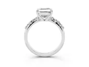 Asscher Cut Diamond Solitaire Vine Band Ring Set in Platinum with Round Accents and Prong Setting