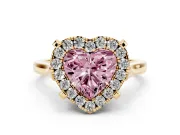 Heart-Shaped Claw Corner Halo Engagement Ring Setting for a Fancy Pink Lab-Grown Diamond | Slim Plain Band | Yellow Gold