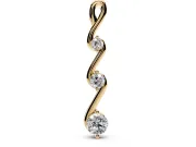 Round Lab-Grown Diamond Three-Stone Vertical Zigzag Pendant Necklace | Loop Bail | Yellow Gold