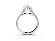 Marquise Cut Diamond Pavé Split Shank Solitaire Ring Set in Silver with Prong Setting