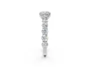 Cushion Cut Side Stone Engagement Ring Setting | Scalloped Prong Accents | White Gold