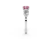 Fancy Pink Cushion Cut Diamond Cluster Engagement Ring Set in Silver with Pavé Band and Prong Setting