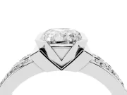 Radiant Cut Half Bezel Engagement Ring Setting | Double Row Channel Band | Sterling Silver