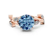 Round Twisted Vine Engagement Ring Setting for a Fancy Blue Lab-Grown Diamond | Rose Gold