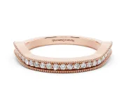Round Diamond Channel Contour Band Set in Rose gold with Milgrain Edges