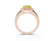 Heart-Shaped Pave Halo Engagement Ring Setting for a Fancy Yellow Lab-Grown Diamond | Pave Band | Rose Gold