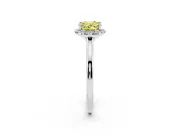 Oval Halo Engagement Ring Setting for a Fancy Yellow Lab-Grown Diamond | Plain Polished Band | White Gold