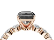 Radiant Cut Graduated Side Stone Engagement Ring Setting for a Black Center | Rose Gold