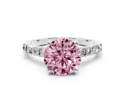 Round Baguette Side Stone Engagement Ring Setting for a Fancy Pink Lab-Grown Diamond | Platinum