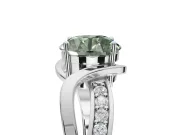 Round Bypass Solitaire Engagement Ring Setting for a Fancy Green Lab-Grown Diamond | Pavé and Plain Strands | Platinum