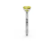 Radiant Cut Engraved Engagement Ring Setting for a Fancy Yellow Lab-Grown Diamond | White Gold