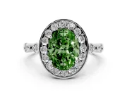 Oval Halo Engagement Ring Setting for a Fancy Green Lab-Grown Diamond | Bezel Stations | Platinum