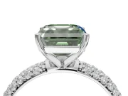 Asscher Cut Domed Pavé Engagement Ring Setting for a Fancy Green Lab-Grown Diamond | White Gold