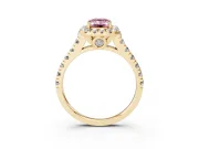 Emerald Cut Accented Halo Engagement Ring Setting for a Fancy Pink Lab-Grown Diamond | Yellow Gold