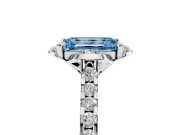 Emerald Cut Floral Petal Engagement Ring Setting for a Fancy Blue Lab-Grown Diamond | Petal Accents | White Gold