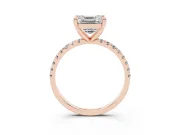 Asscher Cut Diamond Brilliant Solitaire Ring Set in Rose gold with Pavé Band and Prong Setting