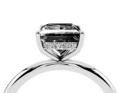 Fancy Black Princess Cut Diamond Solitaire Ring Set in Silver with Thin Band and Prong Setting