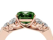 Asscher Cut Side Stone Engagement Ring Setting for a Fancy Green Lab-Grown Diamond | Rose Gold