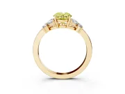 Fancy Yellow Oval Cut Diamond Solitaire Floral Ring Set in Yellow gold with Marquise Petals and Prong Setting