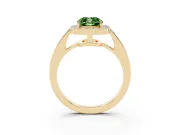 Fancy Green Cushion Cut Diamond Halo Pavé Engagement Ring Set in Yellow gold with Bezel Setting