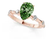 Pear-Shaped Bar Set Engagement Ring Setting for a Fancy Green Lab-Grown Diamond | Rose Gold