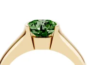 Round Half Bezel Solitaire Engagement Ring Setting for a Fancy Green Lab-Grown Diamond | Wide Band | Yellow Gold