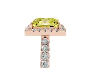 Princess Cut Halo Engagement Ring Setting for a Fancy Yellow Lab-Grown Diamond | Single Row Pavé Band | Rose Gold